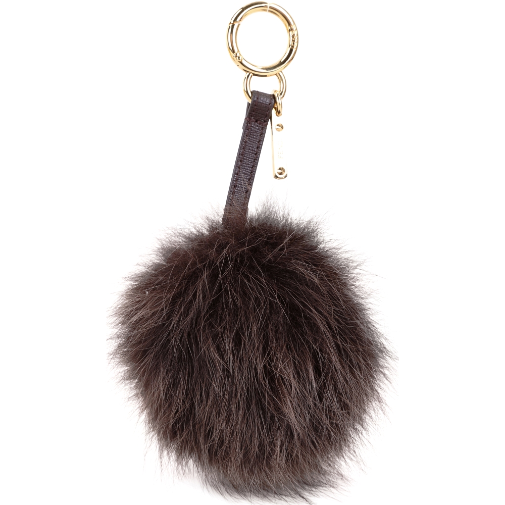 FENDI POMPOM BAG CHARM 狐狸毛球吊飾(深咖色)