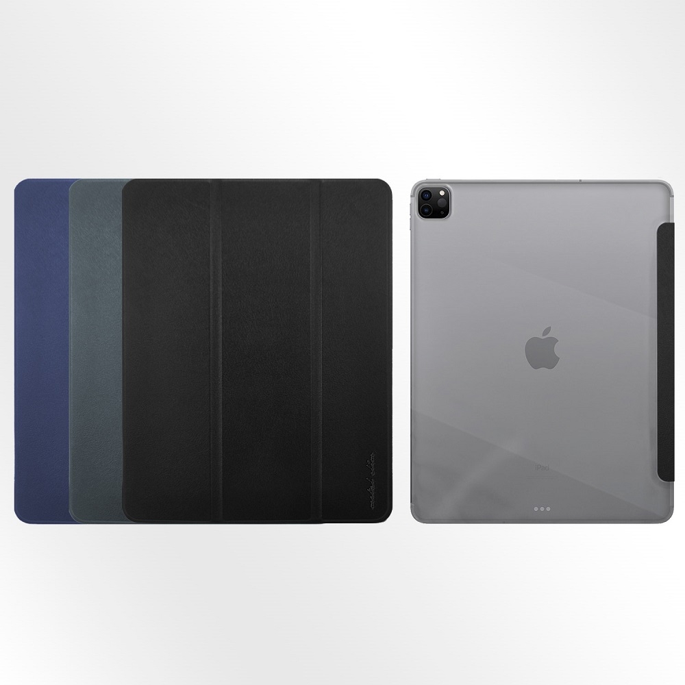 Metal-Slim Apple iPad Pro 12.9" (第4代) 2020 高仿小牛皮三折立架式保護皮套