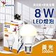 【威剛】8W LED燈泡 球泡燈 E27 _白光 黃光 product thumbnail 3