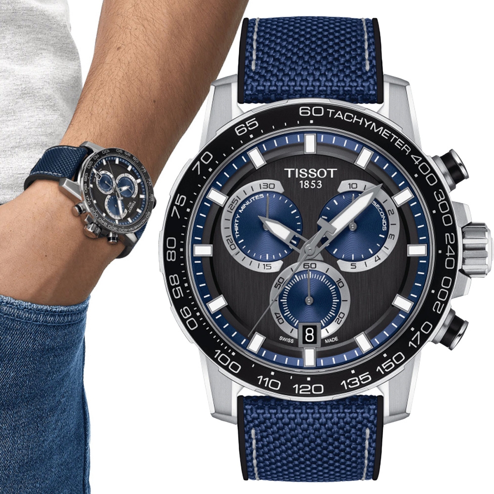 TISSOT天梭 官方授權 SUPERSPORT 三眼計時腕錶 母親節 禮物 45.5mm/T1256171705103