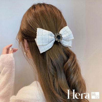 【Hera 赫拉】布藝大蝴蝶結鑲鑽珍珠髮夾-2色 H110120318