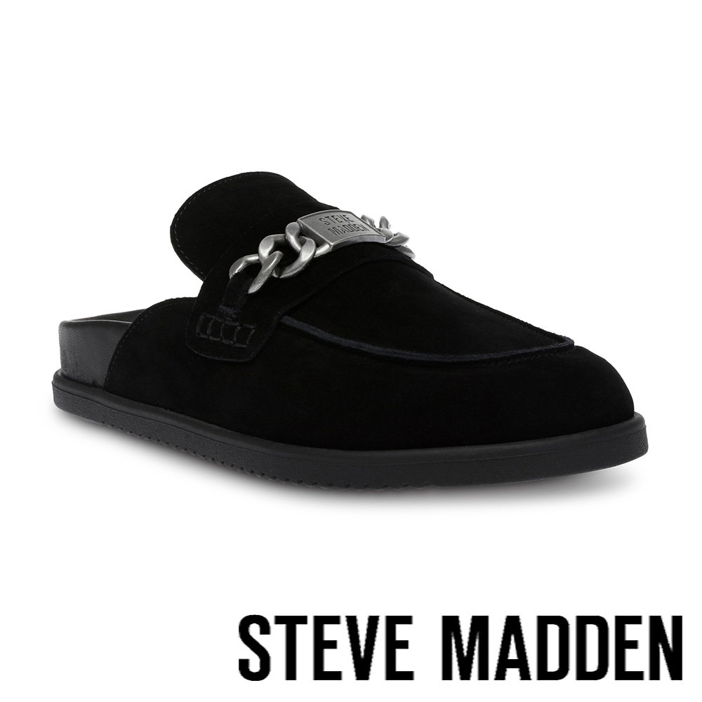 STEVE MADDEN-CHROMATIC 絨布金屬懶人拖鞋-黑色