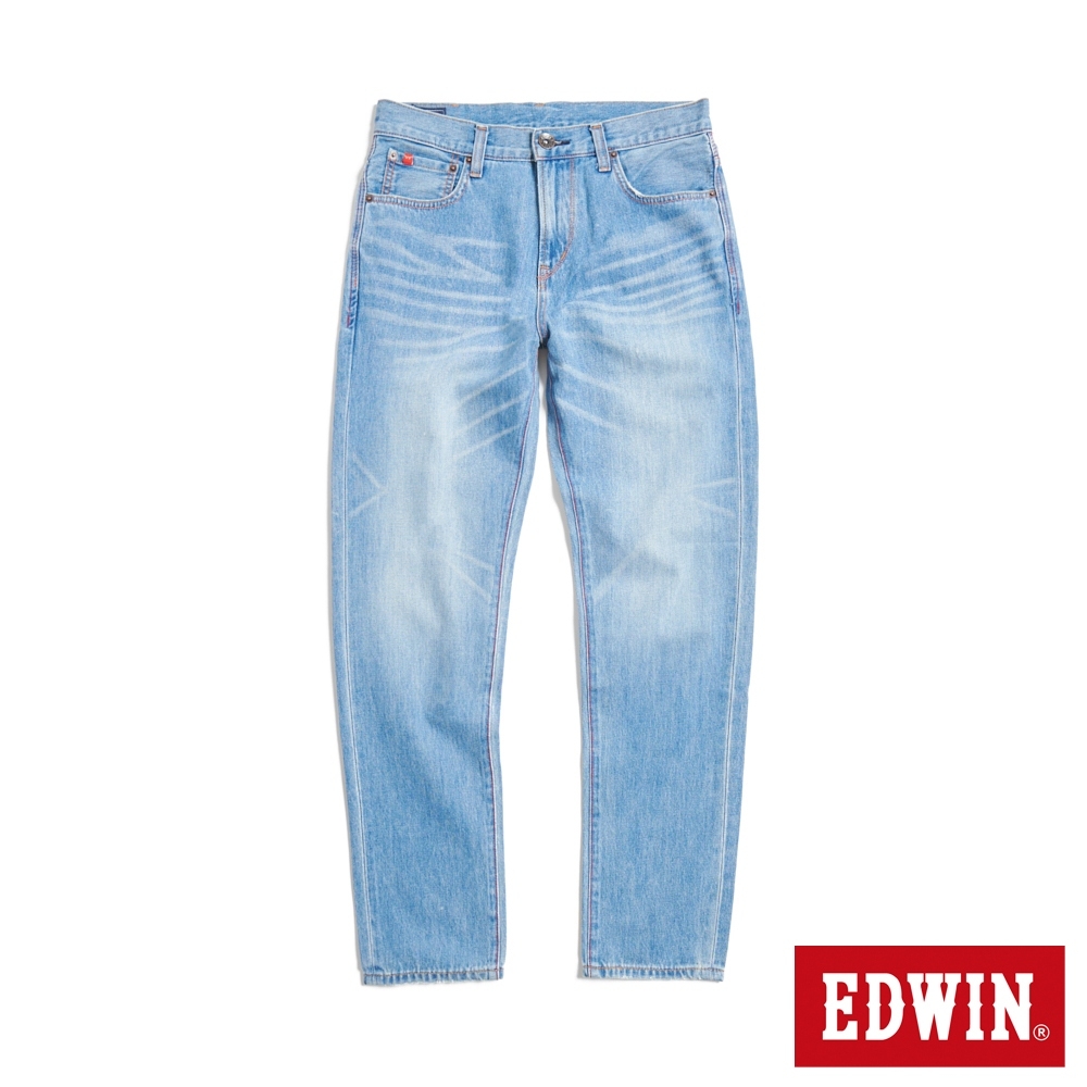 EDWIN 紅標 寬版錐形牛仔褲-男-漂淺藍