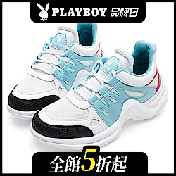 PLAYBOY Fantastic流線兔兔老爹鞋-白藍-Y52281F