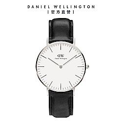 Daniel Wellington DW 手錶 Classic Sheffield 36mm爵士黑真皮皮革錶 DW00100053