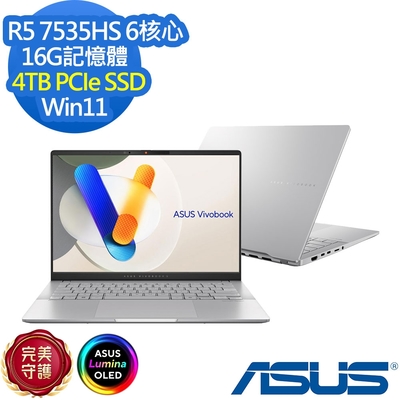 ASUS M5406NA 14吋效能筆電 (Ryzen 5 7535HS/16G/4TB PCIe SSD/Vivobook S14 OLED/酷玩銀/特仕版)