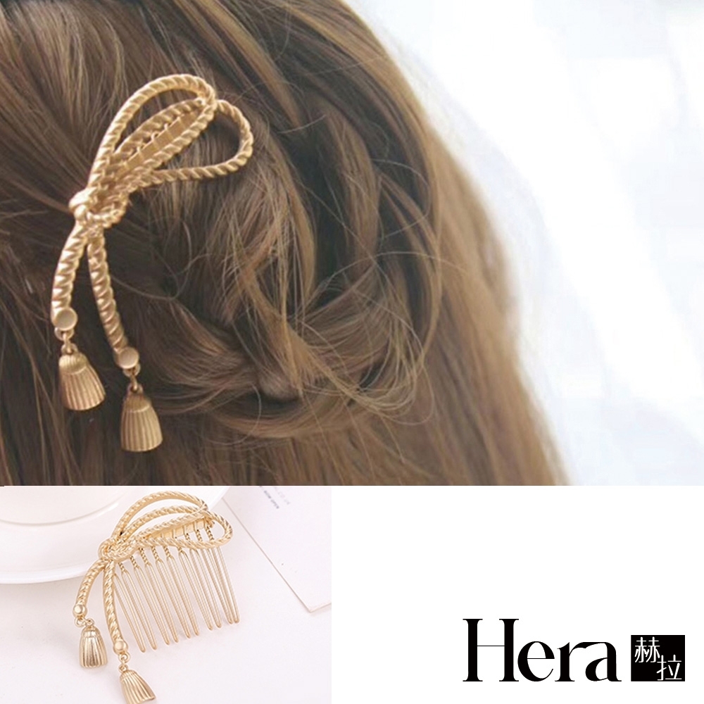 【HERA赫拉】 甜美流蘇繩結金屬髮插/髮簪-2色