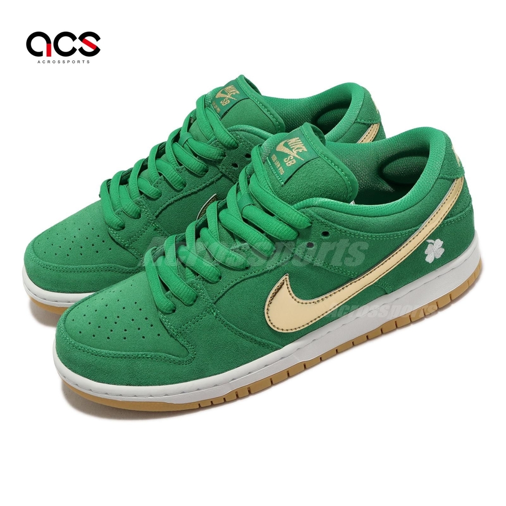 Nike SB Dunk Low Pro 男鞋女鞋金勾麂皮St Patrick Day 綠金BQ6817-303