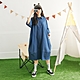 【Dailo】單寧繭型微氣球短袖洋裝 藍 黑 product thumbnail 1