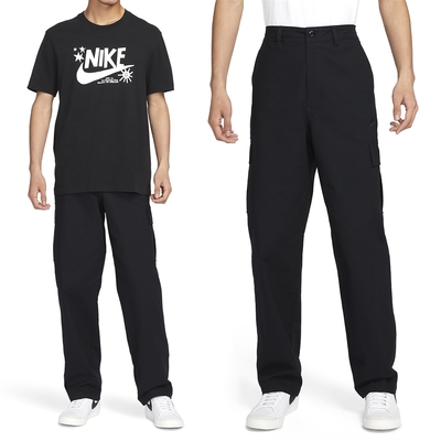 Nike AS M NK Club Cargo Pant 男 黑 直筒 魔鬼氈口袋 工裝褲 長褲 FZ5766-010