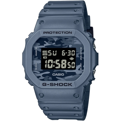 CASIO 卡西歐 G-SHOCK 城市迷彩 計時電子錶 迎春好禮-藍 DW-5600CA-2