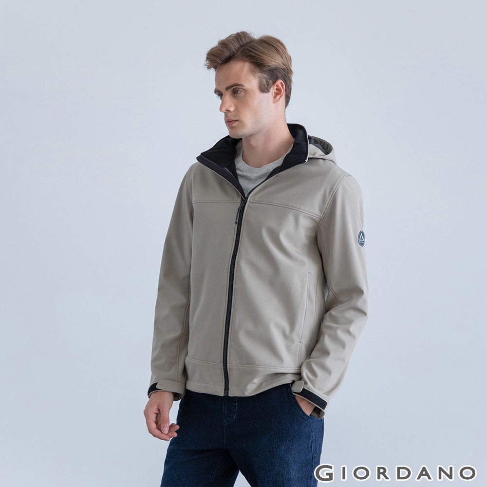 GIORDANO 男裝防潑水可拆式連帽外套 - 78 碎木褐