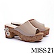 拖鞋 MISS 21 復古蕾絲花造型魚口高跟拖鞋－米 product thumbnail 1