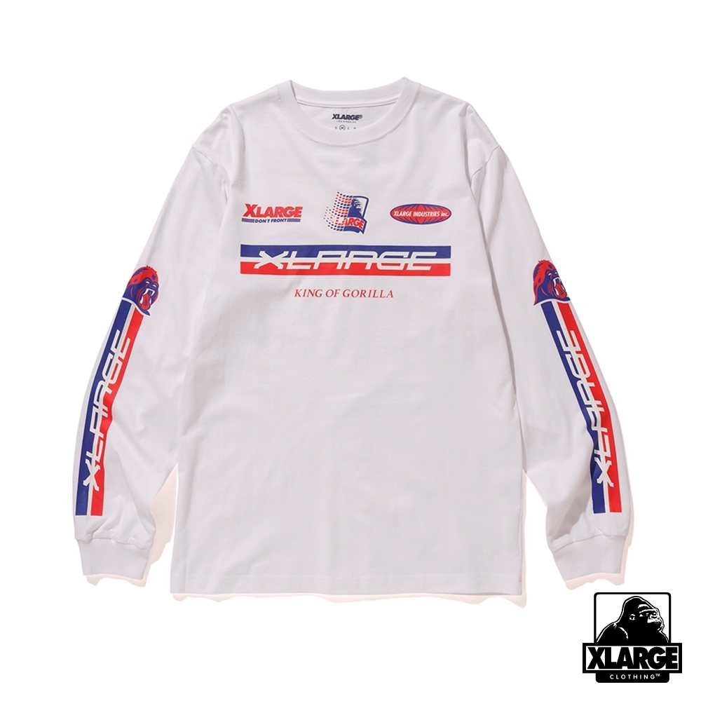 XLARGE L/S TEE RACING P.O.D長袖T恤-白