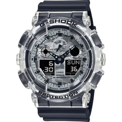 CASIO 卡西歐 G-SHOCK 透明迷彩 雙顯手錶 迎春好禮 GA-100SKC-1A