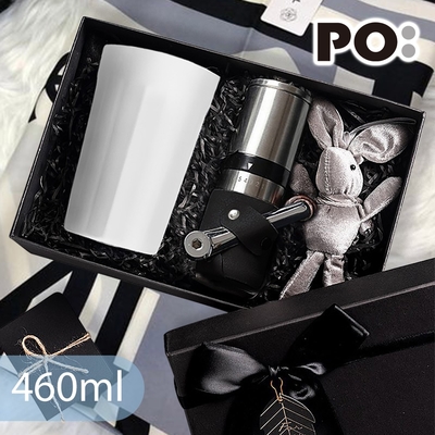 【PO:Selected】丹麥棱角保溫杯咖啡二件禮盒組(棱角保溫杯460ml-白/不鏽鋼磨芯咖啡磨2.0)
