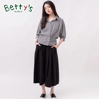 betty’s貝蒂思　鬆緊綁帶打摺寬口褲(黑色)