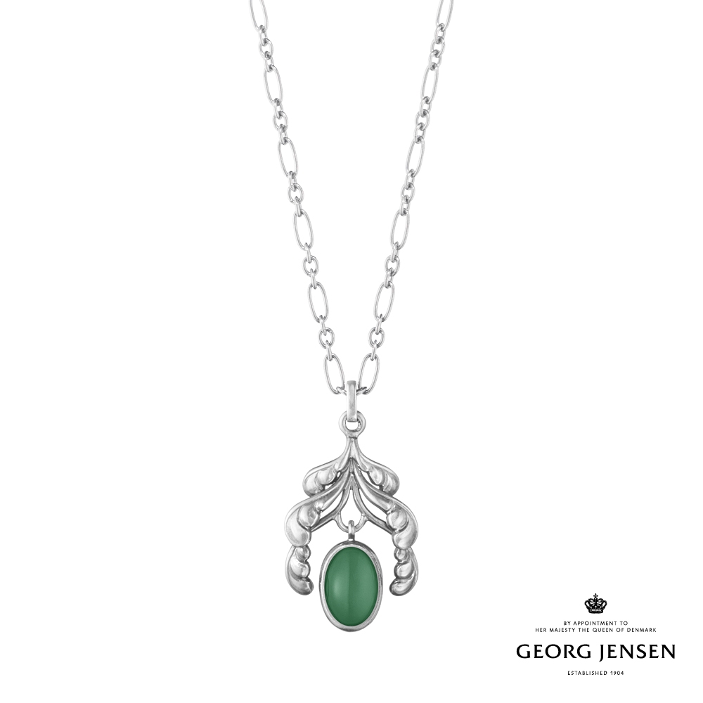 Georg Jensen 喬治傑生 MOONLIGHT BLOSSOM 綠瑪瑙純銀項鍊 81 台灣限定