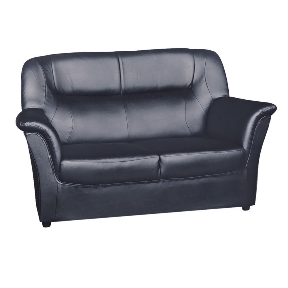 文創集 法麥  時尚黑柔韌皮革二人座沙發椅-148x85x85cm免組