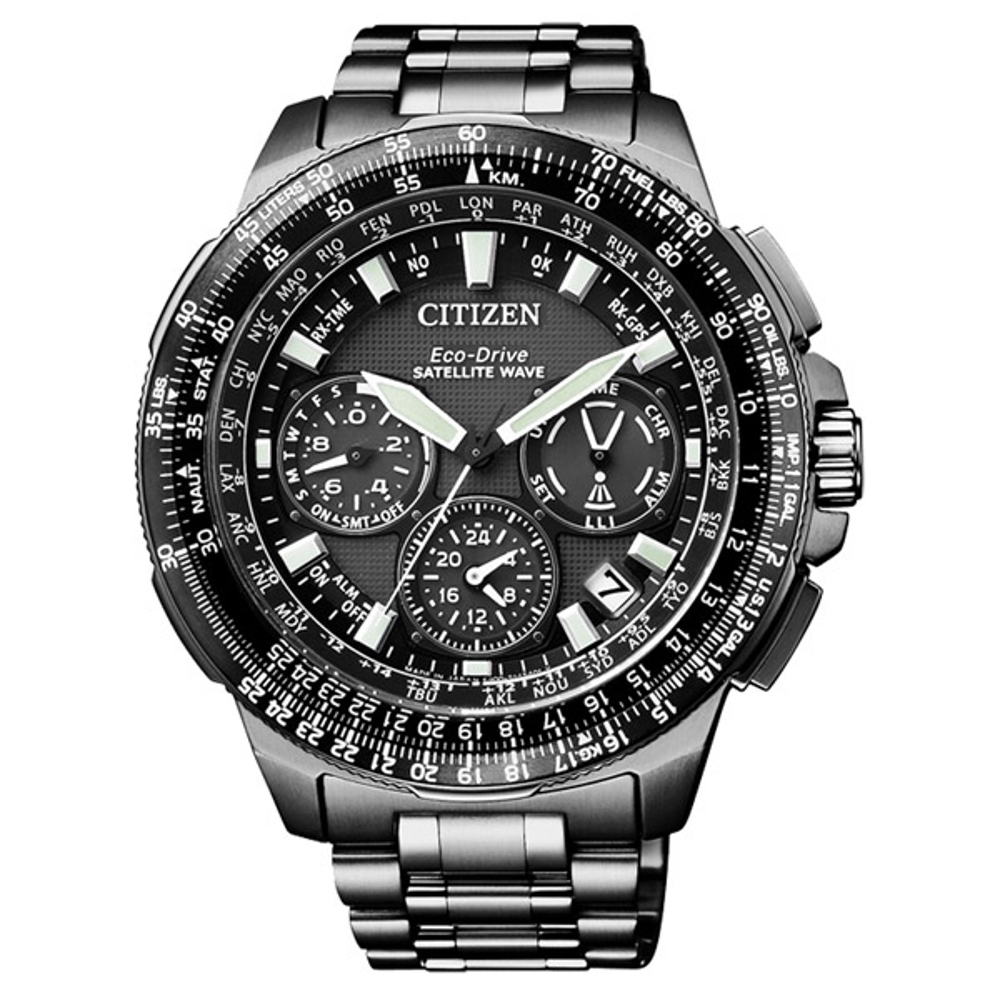 CITIZEN Eco-Drive 鑄鐵煉鋼衛星對時鈦金屬腕錶-黑