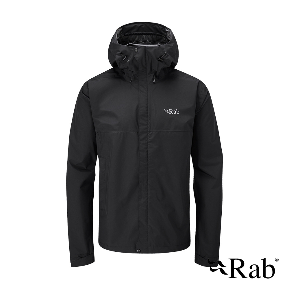 【英國 RAB】Downpour Eco Jacket 輕量防風防水連帽外套 男款 黑色 #QWG82