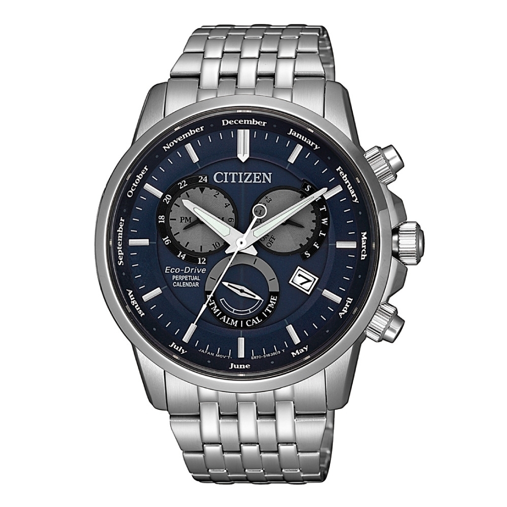 CITIZEN 卓越質感萬年曆光動能腕錶BL8150-86L