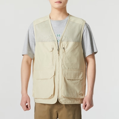 The North Face 北臉 背心 男款 運動背心 M UTILITY CAMP VEST 米白 NF0A87V43X4