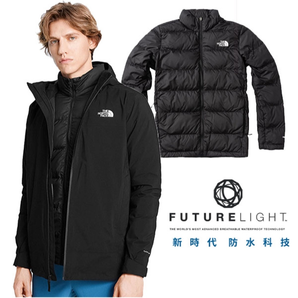 The North Face 男新款 3合1_男新款 FUTURELIGHT 防水透氣防風兩件式外套.夾克.風雨衣_黑 N