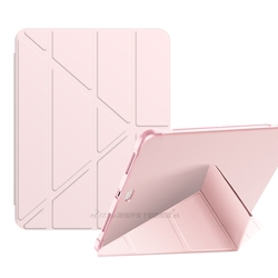 VXTRA氣囊防摔 iPad 10.2吋/iPad Air/Pro 10.5吋 共用 Y折三角立架皮套 內置筆槽(玫瑰粉)