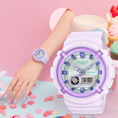 CASIO 卡西歐 BABY-G 葡萄糖果雙顯手錶 送禮首選 BGA-280SW-6A