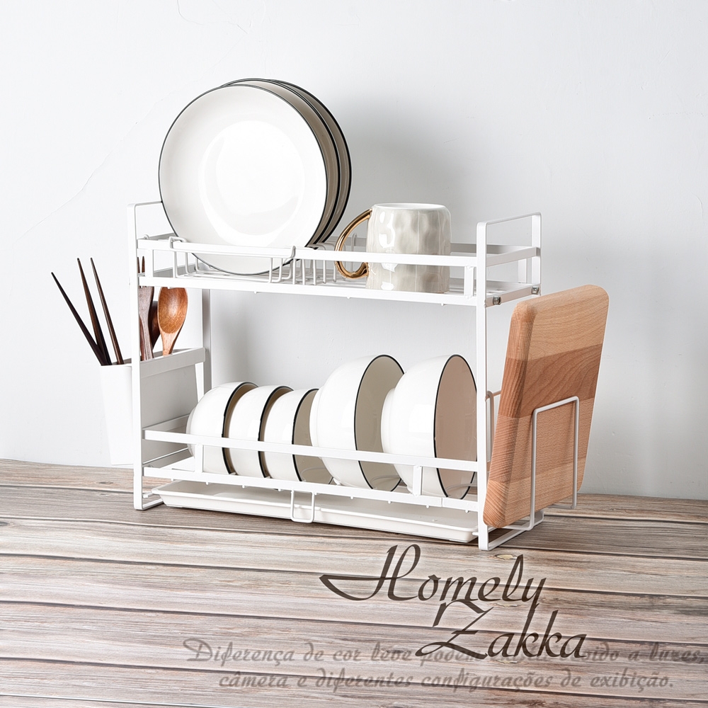 Homely Zakka 日式簡約鐵藝多功能雙層瀝水架/碗盤收納架/置物架