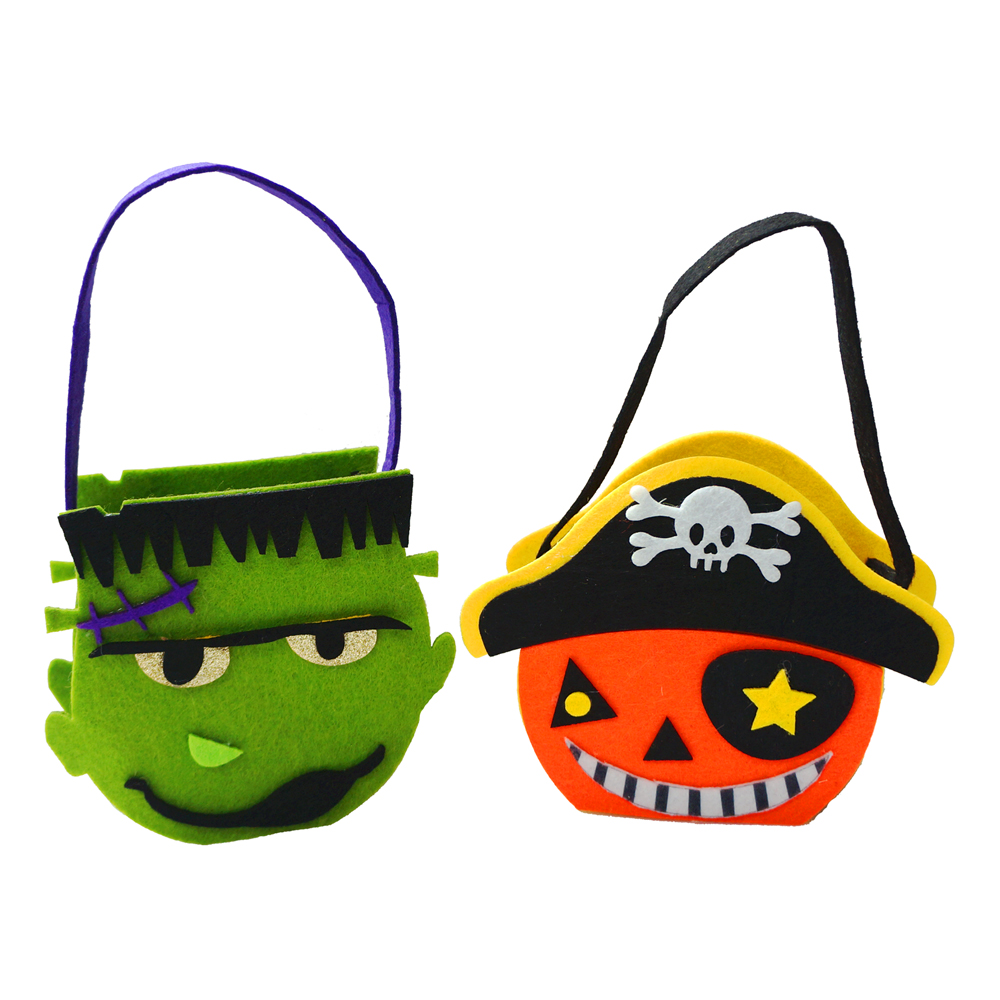 摩達客 萬聖派對玩具裝扮-幼兒兒童橘黃海盜糖果袋+綠巨人小手提糖果袋 1+1組合