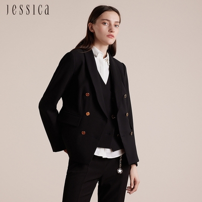 JESSICA - 簡約利落顯瘦青果領雙排釦西裝外套J30658