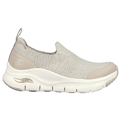 Skechers Arch Fit Quick Start [149563TPE] 女 休閒鞋 健走 支撐 緩震 杏色