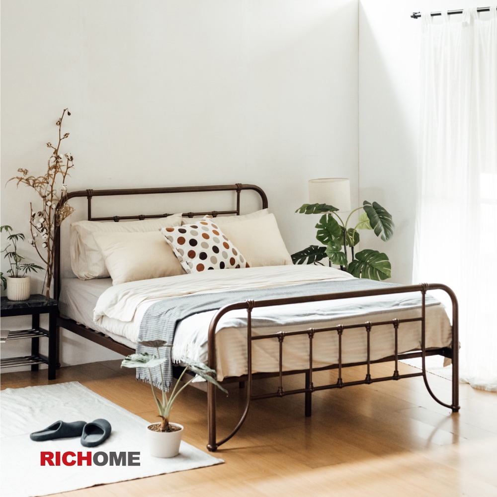 【RICHOME】卡塔尼亞復古5尺雙人床W160 × D198 × H111.5 cm