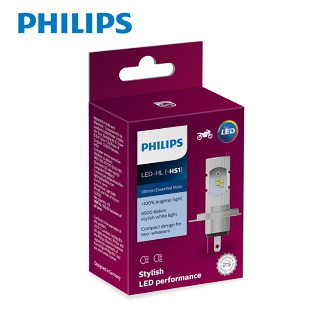 【Philips 飛利浦】原子光LED HS1 H4機車專用頭燈 6500K 長效白光單顆裝 原廠公司貨