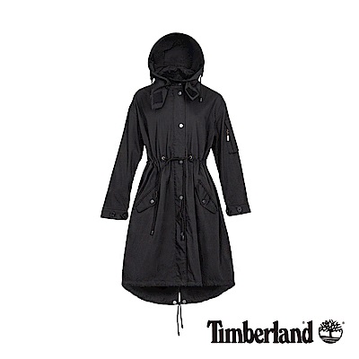 Timberland 女款黑色軍裝可拆式連帽派克大衣|B3104
