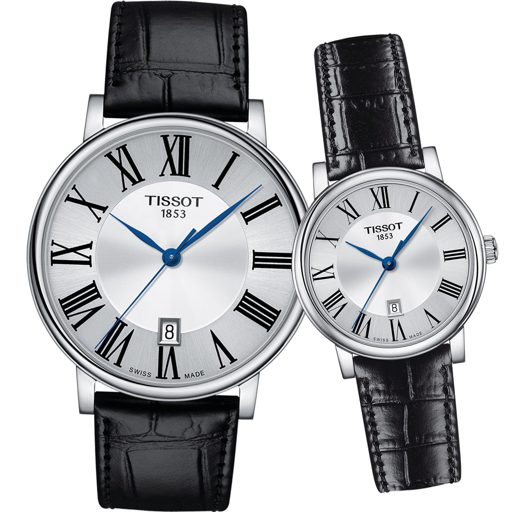 TISSOT 天梭 官方授權CARSON 無限愛戀經典對錶-40x30mm