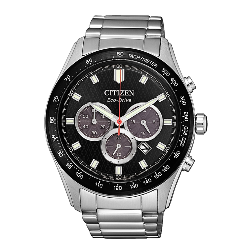 CITIZEN 光動能撼動世界計時三眼腕錶-銀X黑(CA4454-89E)/43mm