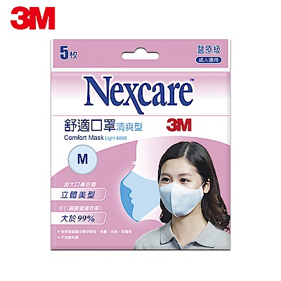 3M Nexcare清爽型舒適口罩 (M尺寸 / 5片包)