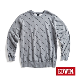 EDWIN EDGE 滿版印花 LOGO厚長袖T恤-男-灰色