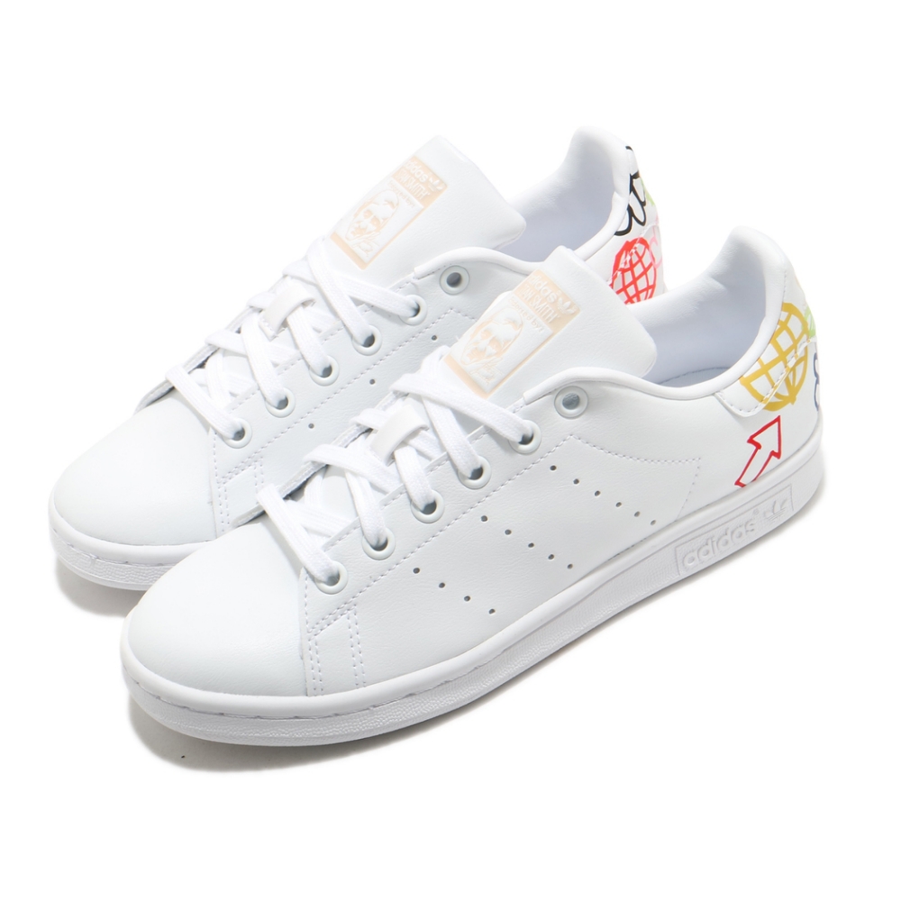 adidas 休閒鞋 Stan Smith W 低筒 女鞋 愛迪達 三葉草 塗鴉 皮革鞋面 白 彩 FX5679