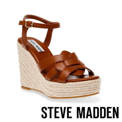 STEVE MADDEN-WITTY 麻料厚底高跟涼鞋-棕色