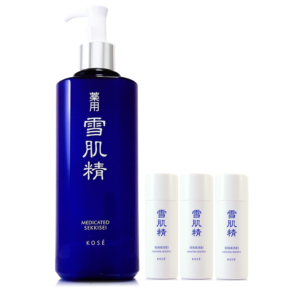 *KOSE高絲 雪肌精化妝水500ml(任選)贈雪肌精舒芙蕾精華乳33ml*3+化妝棉50枚入/盒(正統公司貨)