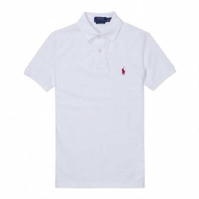 Polo Ralph Lauren RL 熱銷刺繡小馬短袖Polo衫-白色(CUSTOM SLIM FIT)