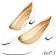 Ann’S加上優雅低跟版-復古皮革沙發後跟低跟尖頭鞋-白 product thumbnail 1