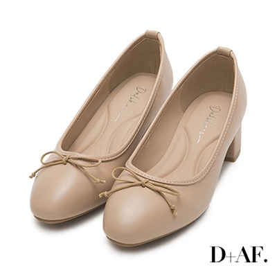 D+AF 4D氣墊中跟芭蕾娃娃鞋＊粉杏