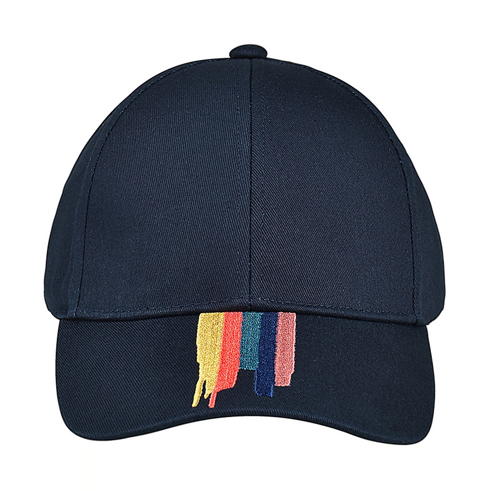 PAUL SMITH金屬字母LOGO筆刷條紋設計純棉棒球帽(海軍藍x多色)