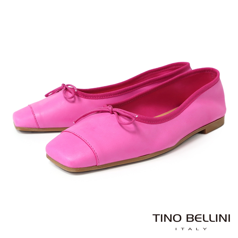 Tino Bellini 義大利進口素面方頭拼接芭蕾舞鞋FSBV016(粉紅)