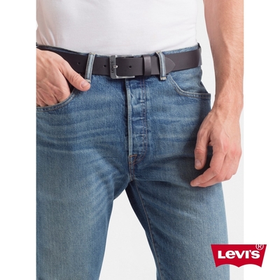 Levis 男款 真皮皮帶 / 精工Logo鐫刻釦頭 黑